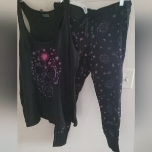 Torrid Sleep Women's Black / Pink / Purple Sugar Skull Sleepwear Set Size 0